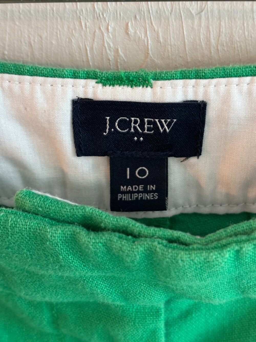 J. Crew Green Linen Blend Scalloped Hem Shorts Women's Size 10 Casual Wear - Picture 2 of 15